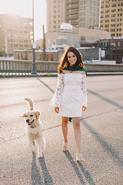 Lupita Contreras walking her dog Lupita Contreras walking her dog