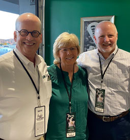 Kathy (center) and Jack Womack (right) with UAB Collat School of Business Dean Christopher Shook.